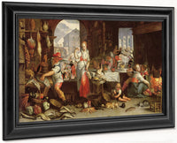 Kitchen Scene With The Parable Of The Feast By Joachim Wtewael Fine Art Print