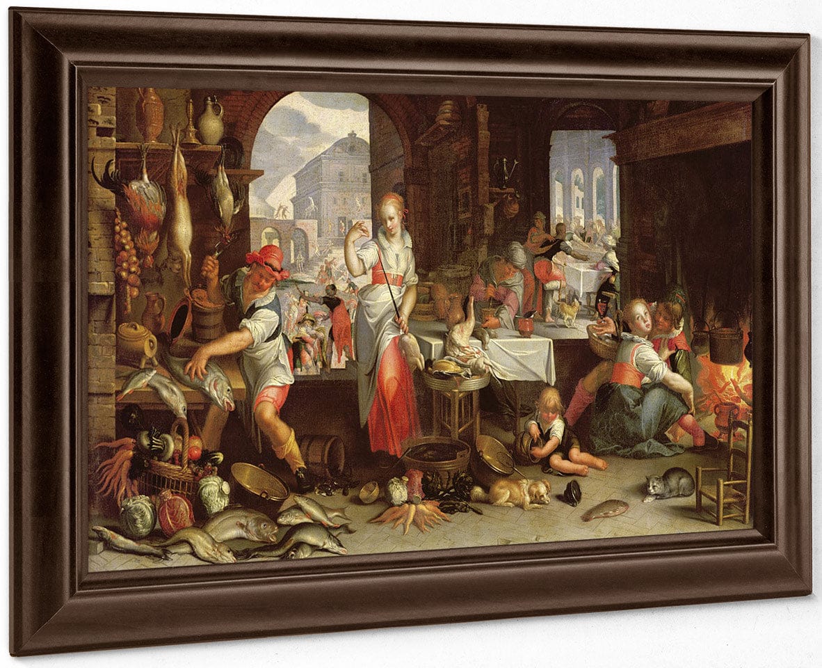 Kitchen Scene With The Parable Of The Feast By Joachim Wtewael Fine Art Print
