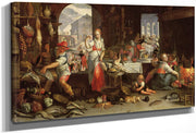 Kitchen Scene With The Parable Of The Feast By Joachim Wtewael Fine Art Print