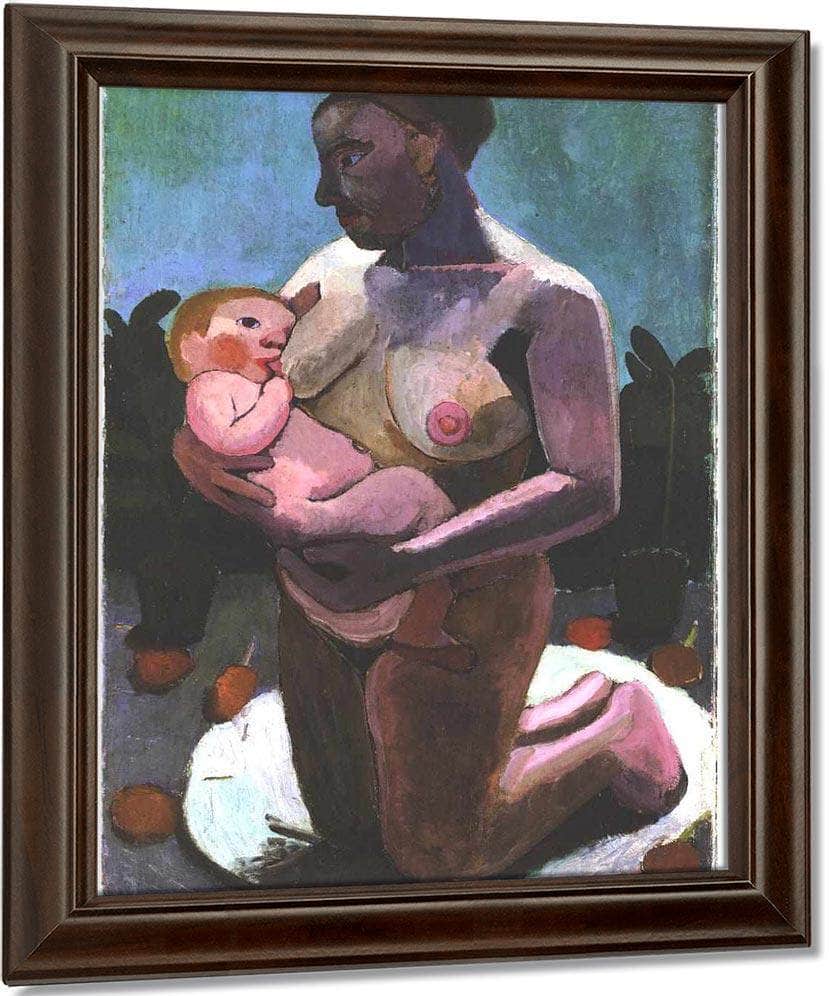 Kneeling Breast Feeding Mother By Paula Modersohn Becker Fine Art Print