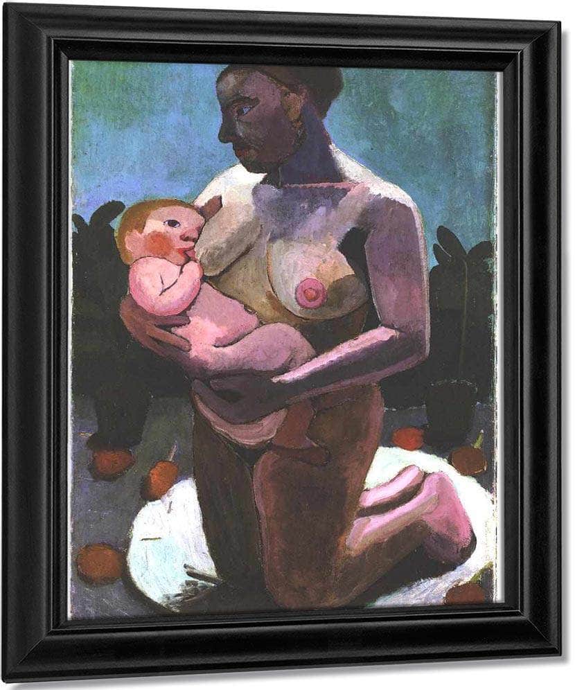 Kneeling Breast Feeding Mother By Paula Modersohn Becker Fine Art Print