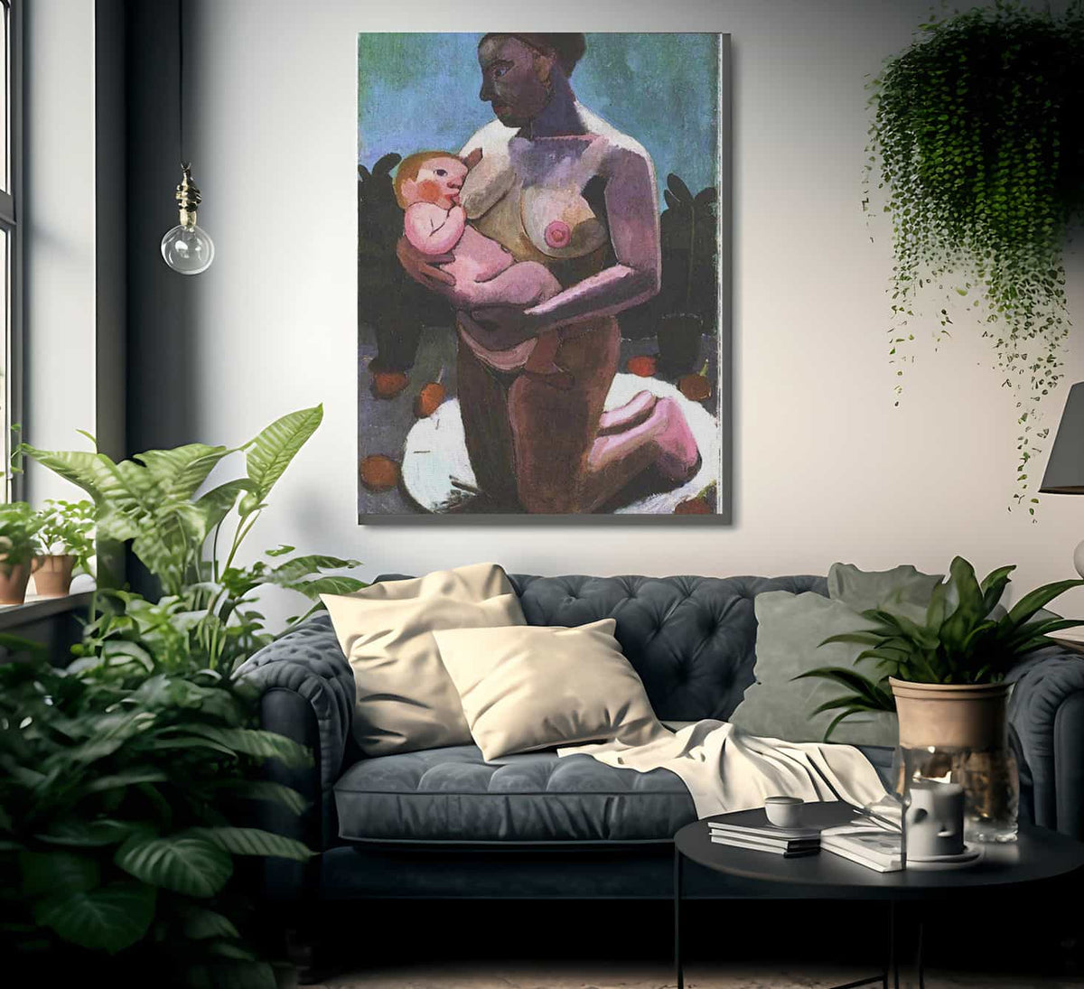 Kneeling Breast Feeding Mother By Paula Modersohn Becker Fine Art Print