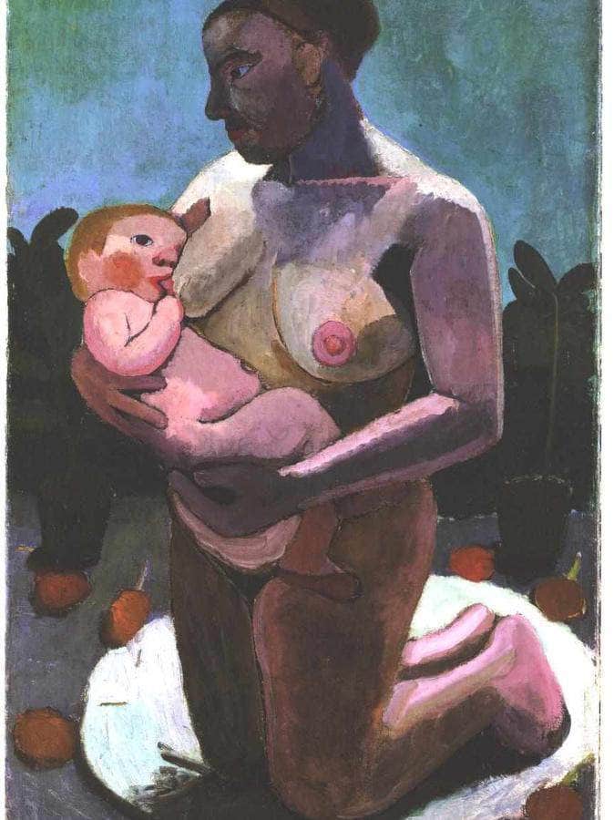 Kneeling Breast Feeding Mother By Paula Modersohn Becker Fine Art Print