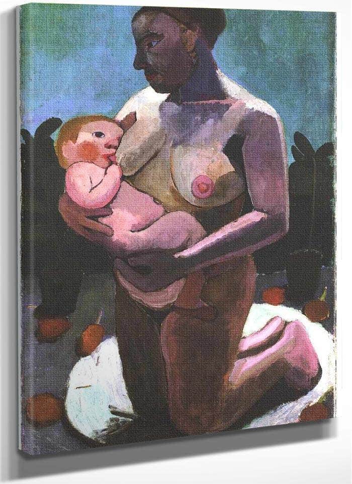 Kneeling Breast Feeding Mother By Paula Modersohn Becker Fine Art Print