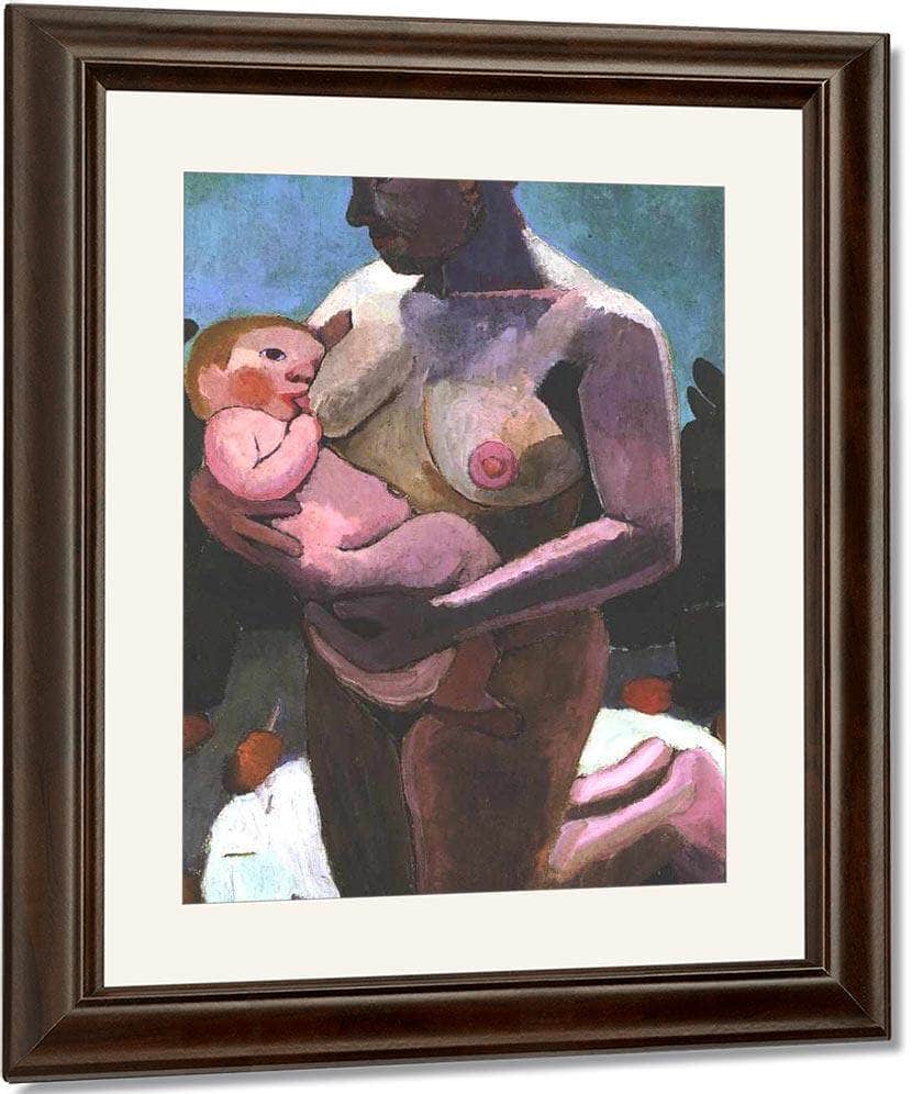 Kneeling Breast Feeding Mother By Paula Modersohn Becker Fine Art Print