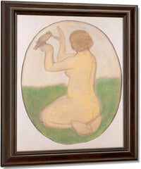 Kneeling Woman With Bird By Paula Modersohn Becker Fine Art Print