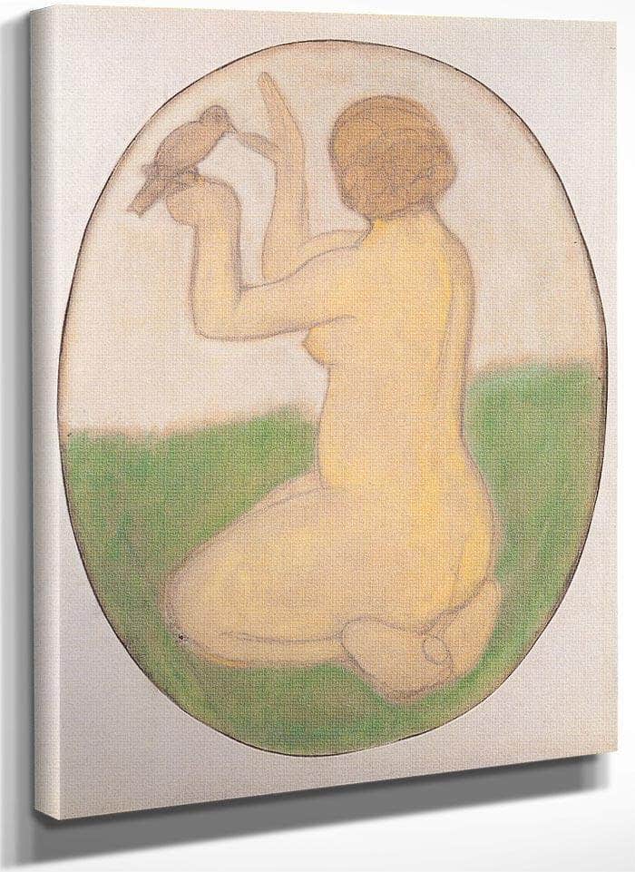 Kneeling Woman With Bird By Paula Modersohn Becker Fine Art Print