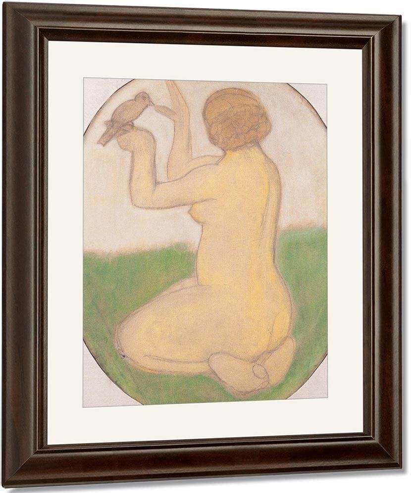 Kneeling Woman With Bird By Paula Modersohn Becker Fine Art Print
