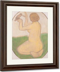 Kneeling Woman With Bird By Paula Modersohn Becker Fine Art Print