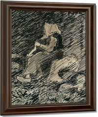 Knitting Woman By Nicolai Astrup Fine Art Print