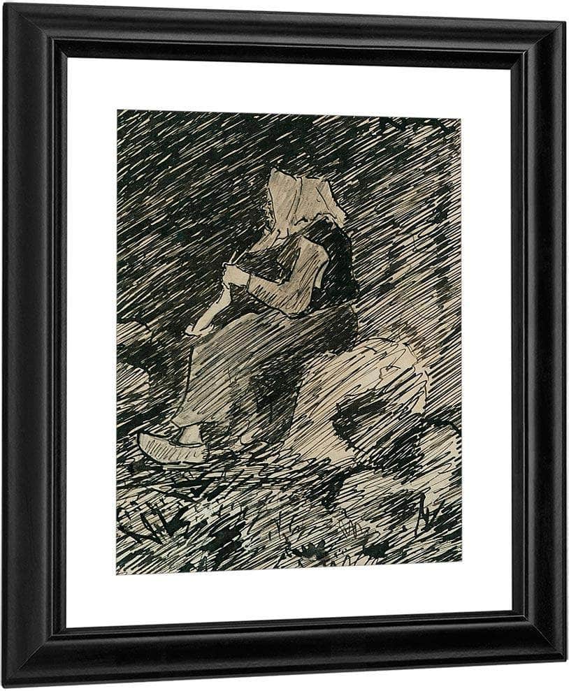 Knitting Woman By Nicolai Astrup Fine Art Print