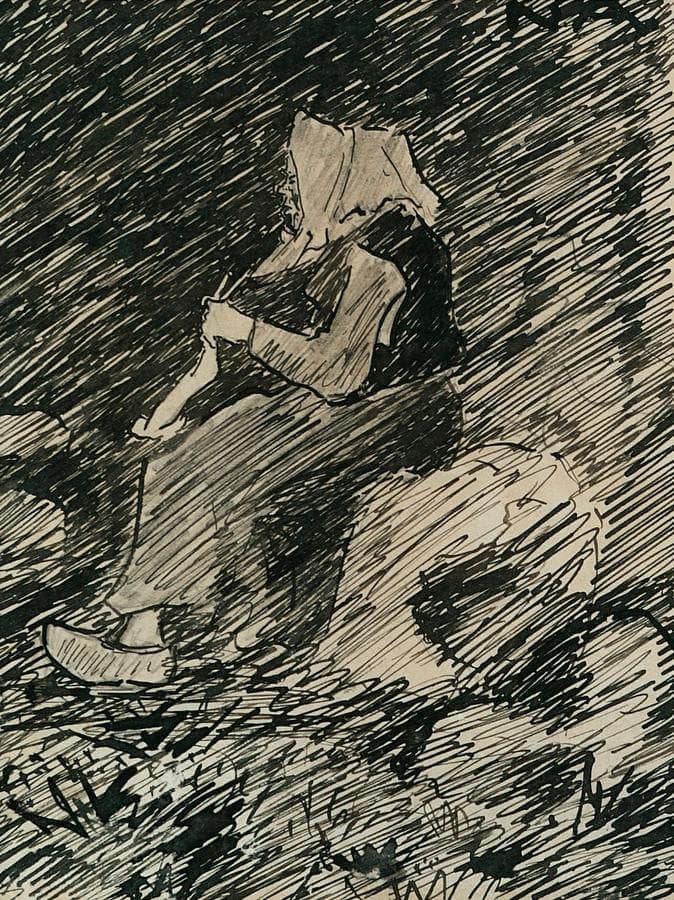 Knitting Woman By Nicolai Astrup Fine Art Print