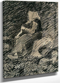 Knitting Woman By Nicolai Astrup Fine Art Print