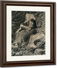 Knitting Woman By Nicolai Astrup Fine Art Print