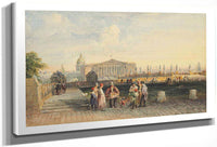 L’assemblee Nationale With Les Invalides Beyond Paris With A Group Around A Street Entertainer With His Monkey In Hat And Red Coat Holding A Bow By David Cox Fine Art Print