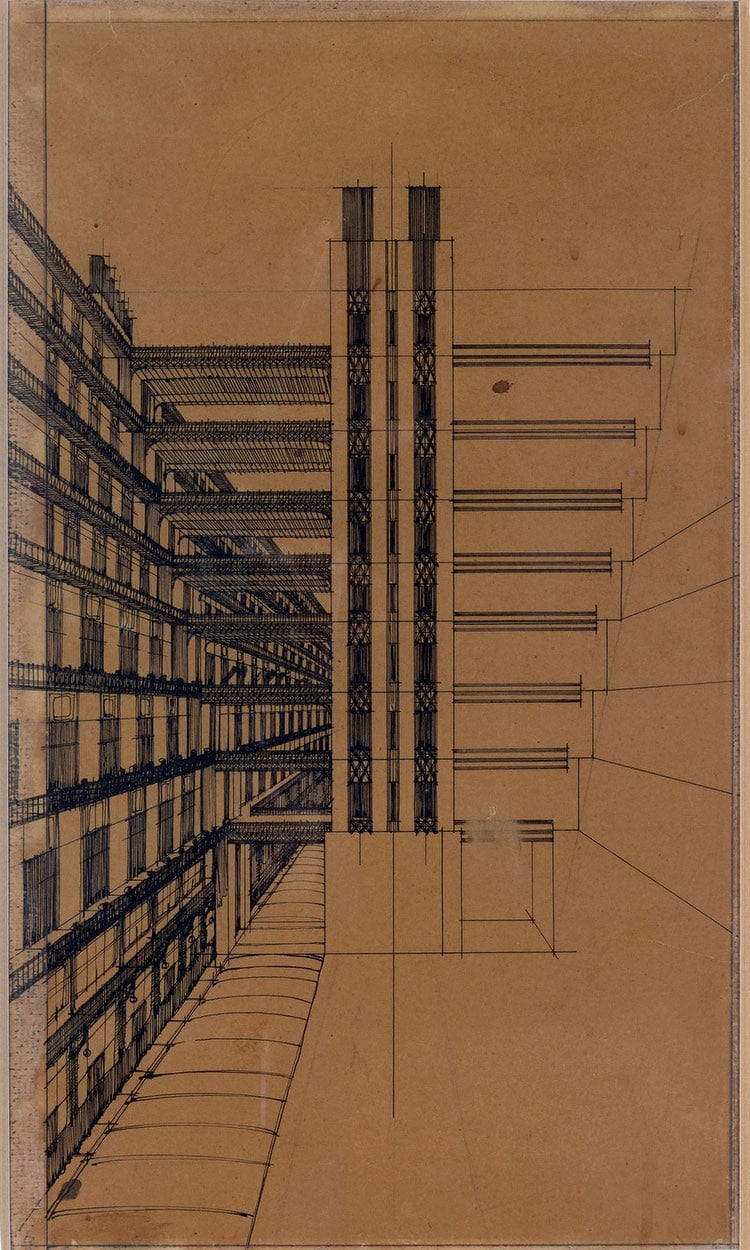 La Citta Nuova   Casa A Gradinata 1914 Rome Private Collection By Antonio Sant'elia Fine Art Print