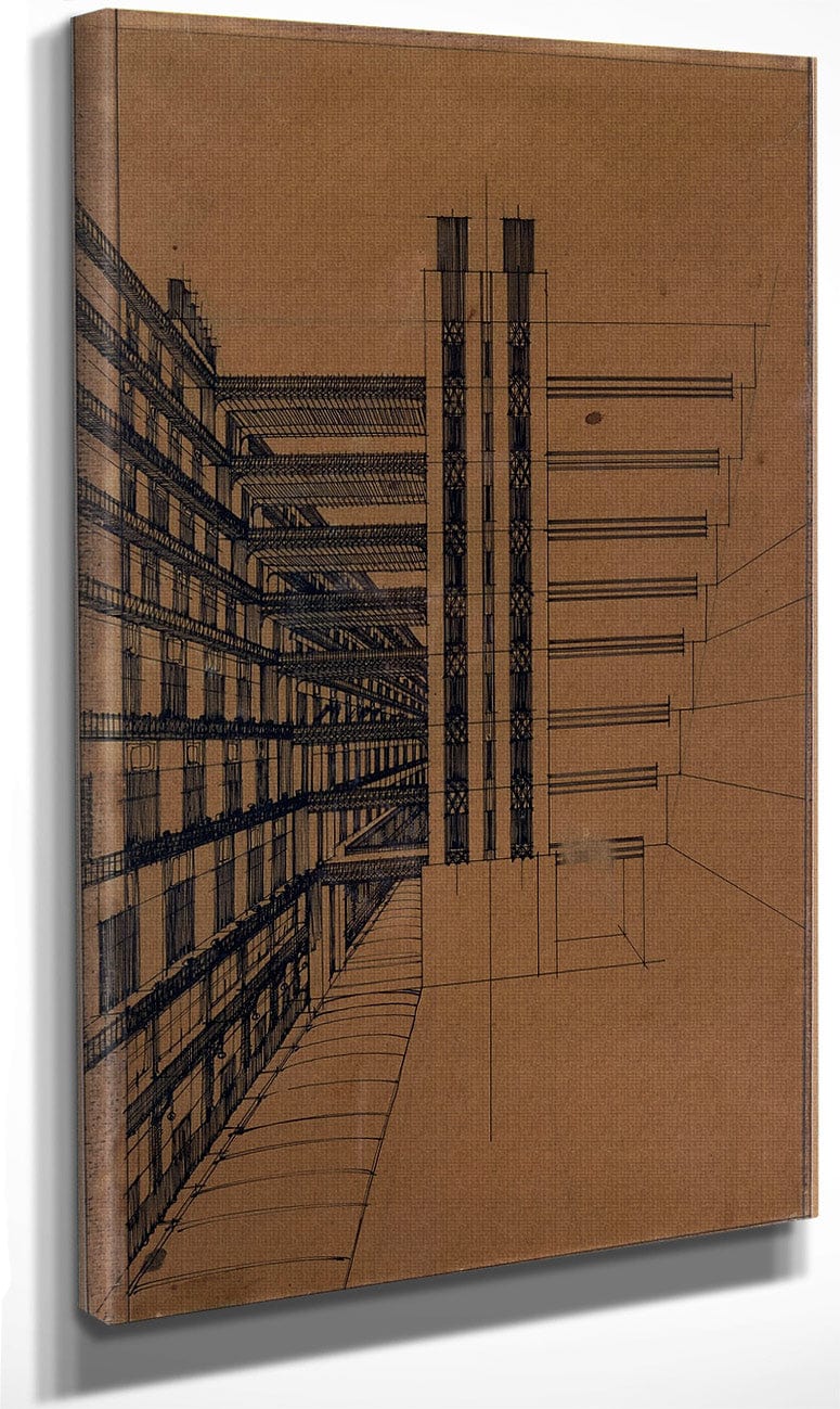 La Citta Nuova   Casa A Gradinata 1914 Rome Private Collection By Antonio Sant'elia Fine Art Print