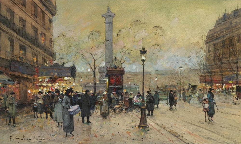 La Place De La Bastille By Eugene Galien Laloue Fine Art Print