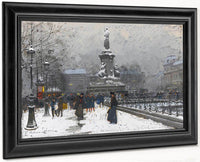 La Place De La Republique Neige By Eugene Galien Laloue Fine Art Print