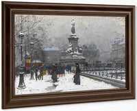 La Place De La Republique Neige By Eugene Galien Laloue Fine Art Print