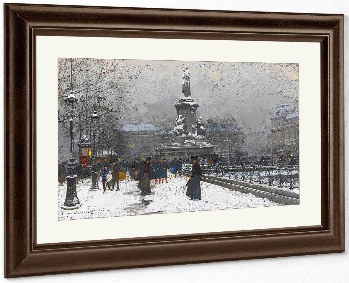La Place De La Republique Neige By Eugene Galien Laloue Fine Art Print