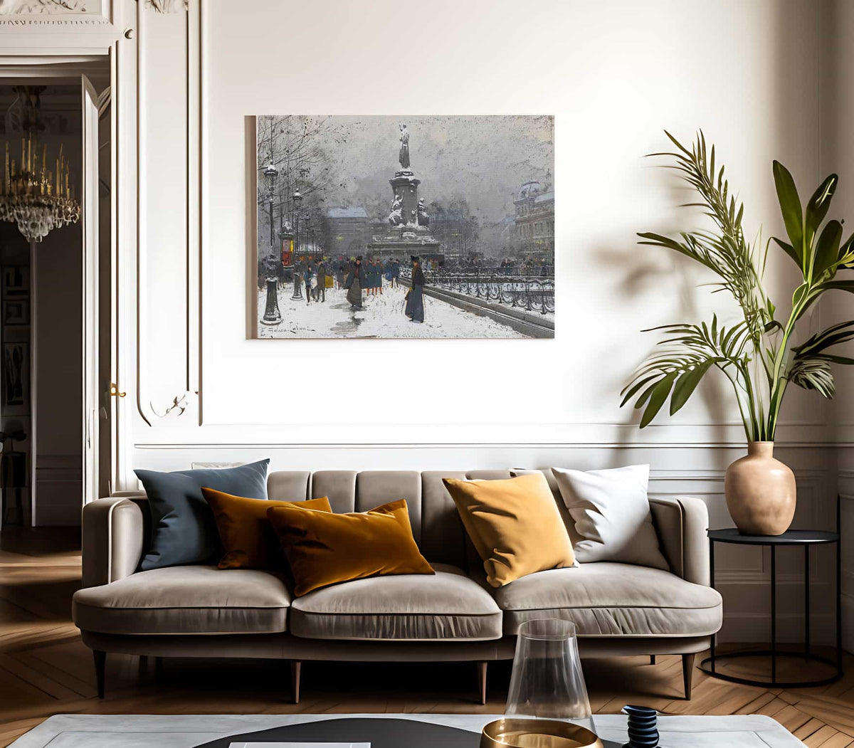 La Place De La Republique Neige By Eugene Galien Laloue Fine Art Print