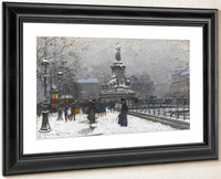 La Place De La Republique Neige By Eugene Galien Laloue Fine Art Print