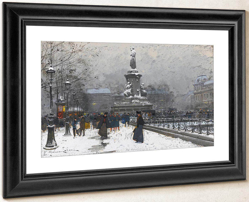 La Place De La Republique Neige By Eugene Galien Laloue Fine Art Print