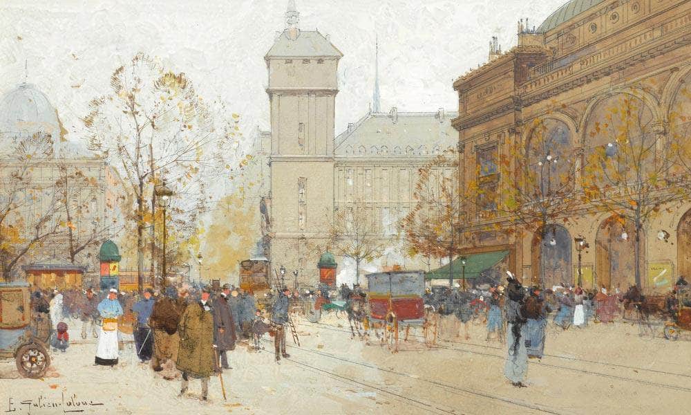 La Place Du Chatelet By Eugene Galien Laloue Fine Art Print