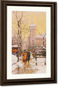 La Place Du Châtelet Et La Conciergerie Sous La Neige By Eugene Galien Laloue Fine Art Print