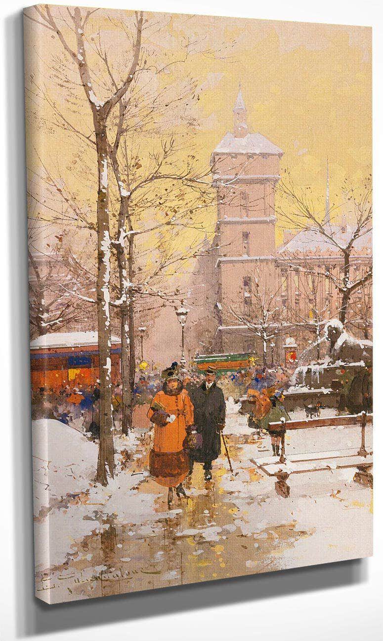 La Place Du Châtelet Et La Conciergerie Sous La Neige By Eugene Galien Laloue Fine Art Print
