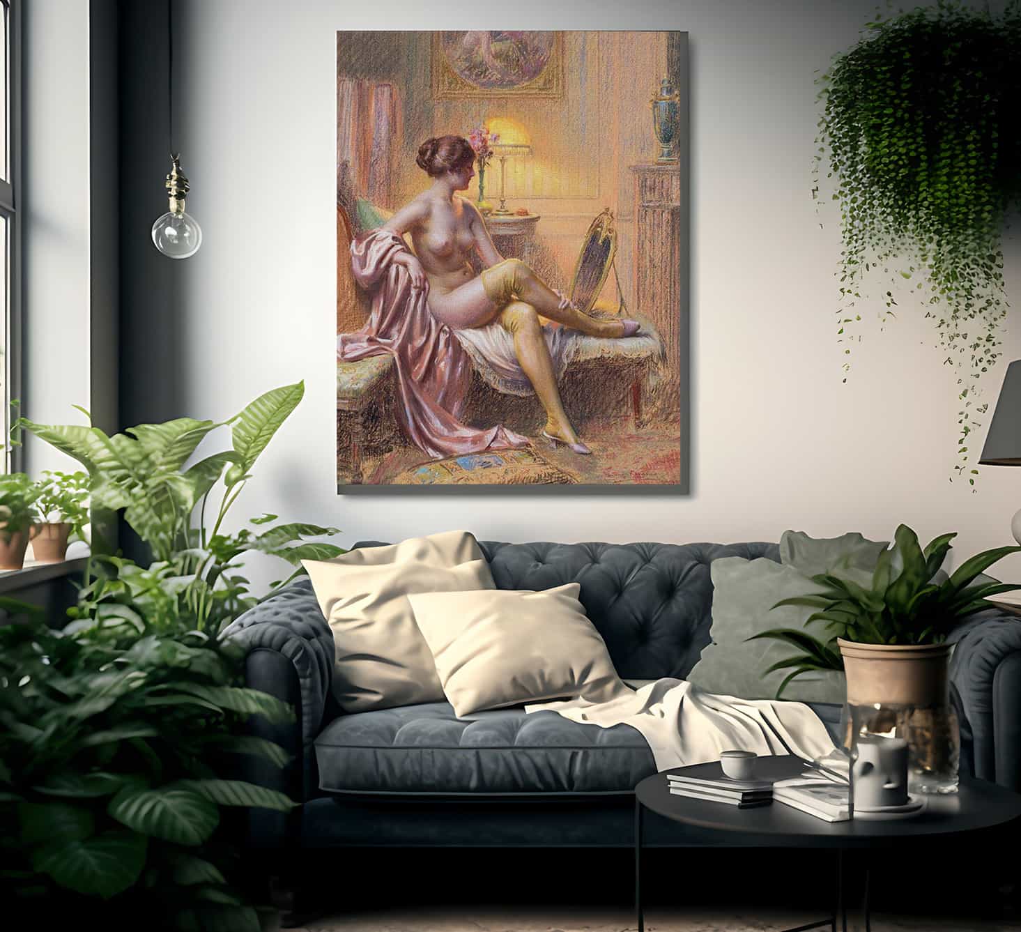 La Toilette Par Lampe By Enjolras Delphin Fine Art Print