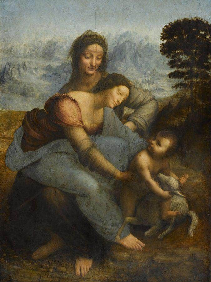 La Vierge L'enfant Jesus Et Sainte Anne By Leonardo Da Vinci Fine Art Print