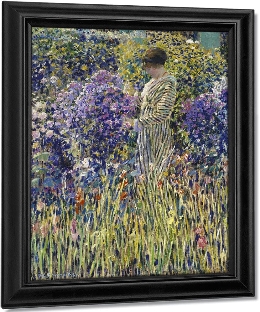 Lady In A Garden By Frederick Carl Frieseke Fine Art Print