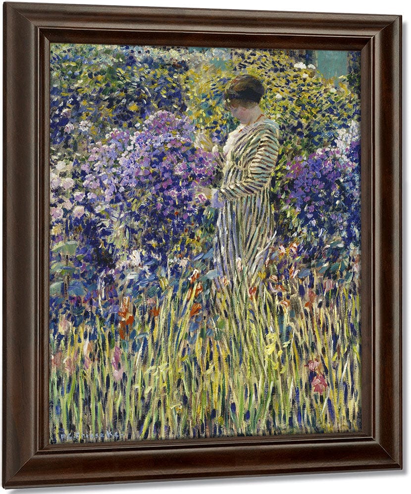 Lady In A Garden By Frederick Carl Frieseke Fine Art Print