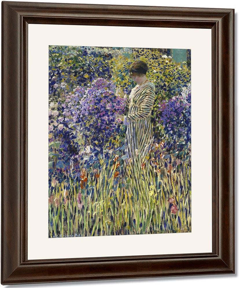 Lady In A Garden By Frederick Carl Frieseke Fine Art Print