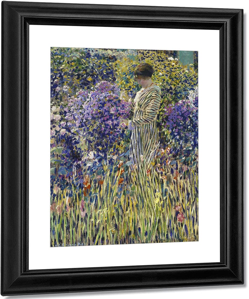 Lady In A Garden By Frederick Carl Frieseke Fine Art Print