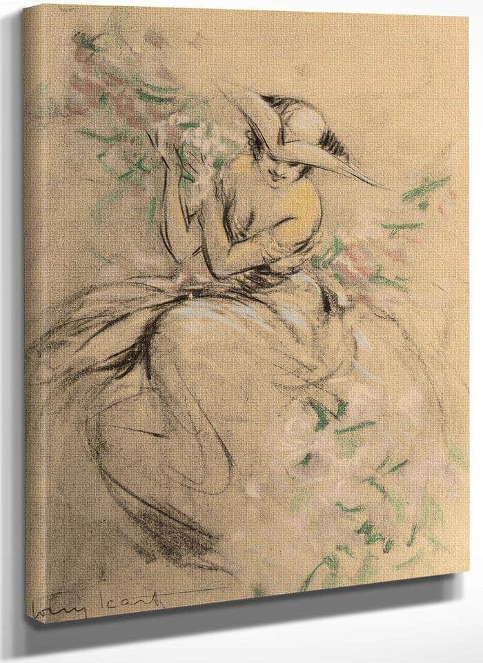 Lady In Flower Garden By Louis Icart Fine Art Print