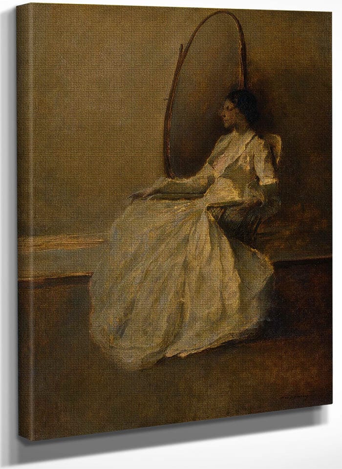 Lady In White By Thomas Wilmer Dewing Fine Art Print