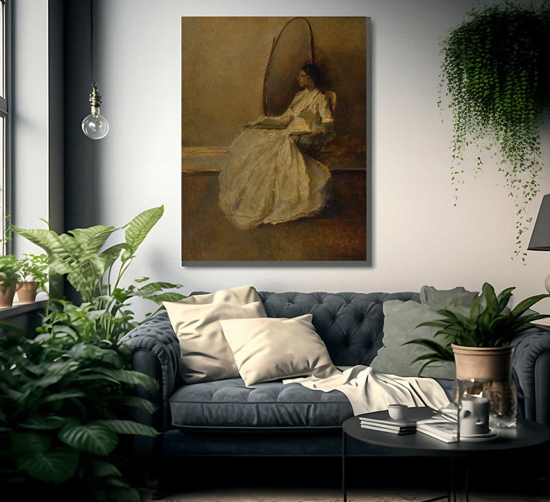 Lady In White By Thomas Wilmer Dewing Fine Art Print