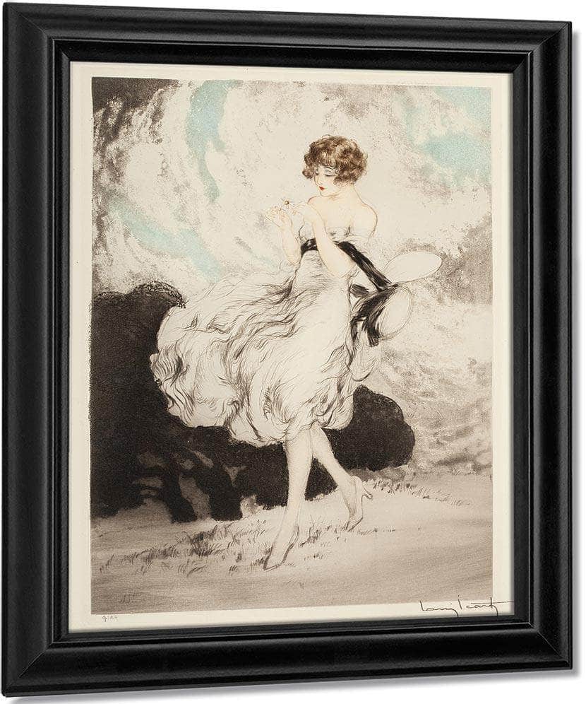 Lady With A Daisy By Louis Icart Fine Art Print