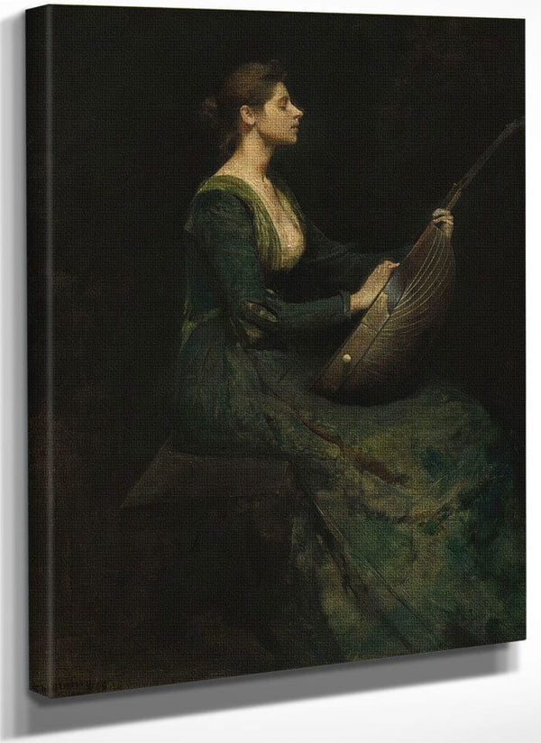 Lady With A Lute By Thomas Wilmer Dewing Fine Art Print