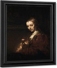 Lady With A Pink By Rembrandt Fine Art Print