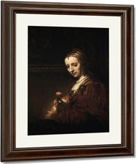 Lady With A Pink By Rembrandt Fine Art Print