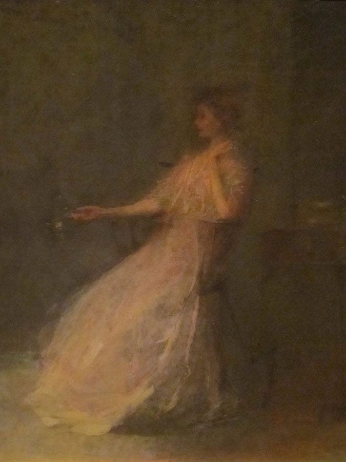 Lady With A Rose By Thomas Wilmer Dewing Fine Art Print