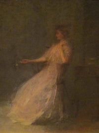 Lady With A Rose By Thomas Wilmer Dewing Fine Art Print