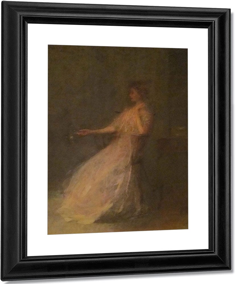 Lady With A Rose By Thomas Wilmer Dewing Fine Art Print