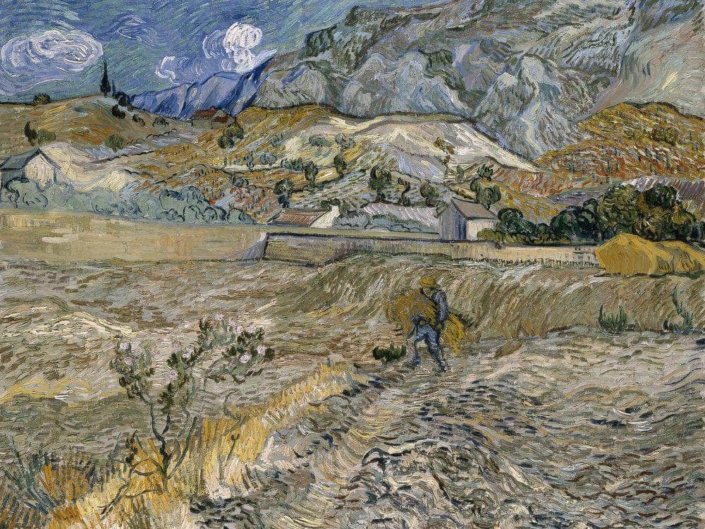 Landscape At Saint Remy (Enclosed Field With Peasant) By Vincent Van Gogh Fine Art Print