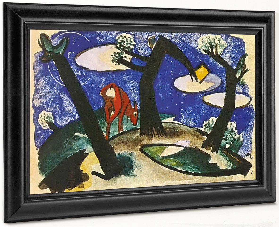 Landscape With A Red Animal By Franz Marc Fine Art Print