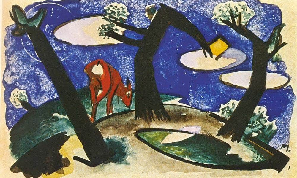 Landscape With A Red Animal By Franz Marc Fine Art Print